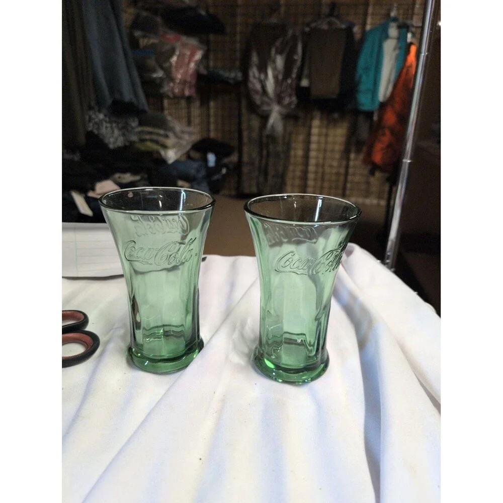 Coca-Cola Green Glass Tumblers Set of 2